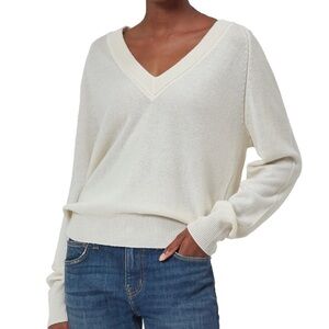 NWT$295 Equipment Madalene 💯 Cashmere V-Neck Sweater, IVORY, XS, relaxed fit